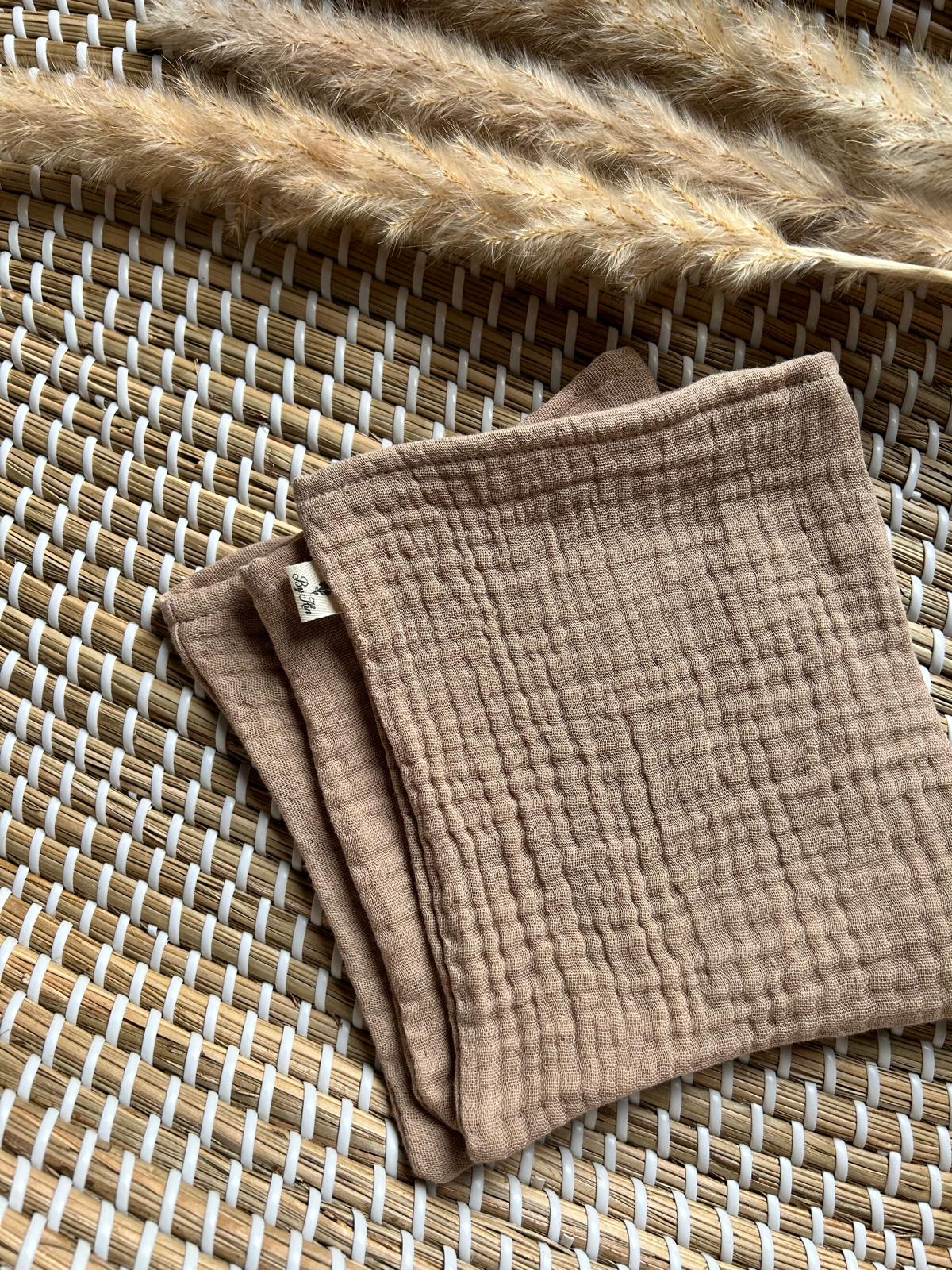 Handgemaakte Hydrofiele washandjes Hydrofiel Taupe 3 laags