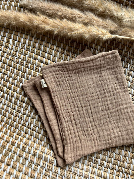 Handgemaakte Hydrofiele washandjes Hydrofiel Taupe 3 laags