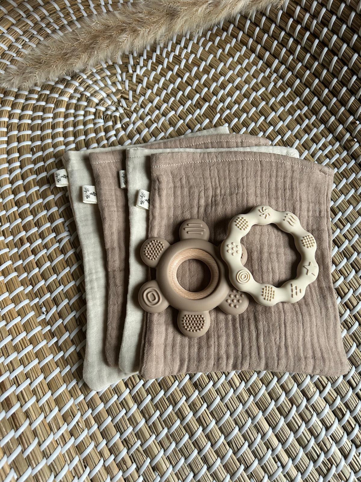 Handgemaakte Hydrofiele washandjes Hydrofiel Taupe 3 laags