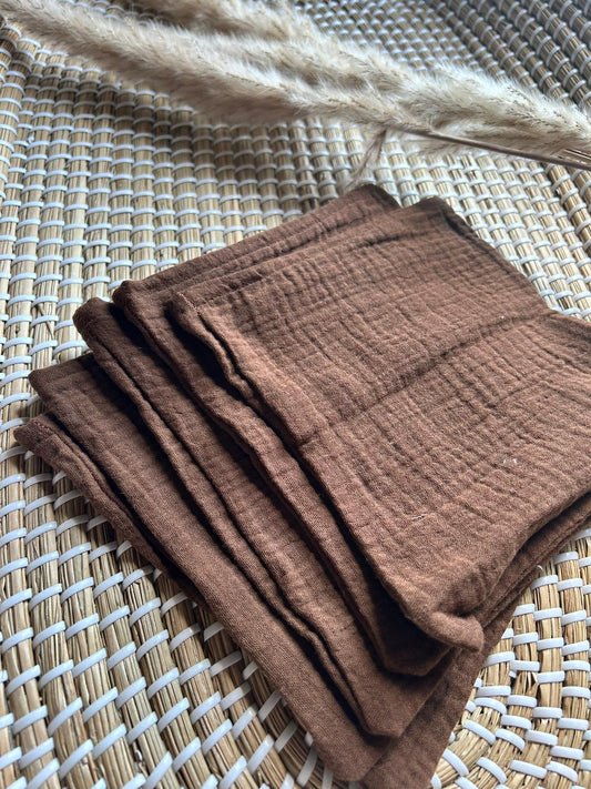 Handgemaakte Hydrofiele washandjes donker bruin