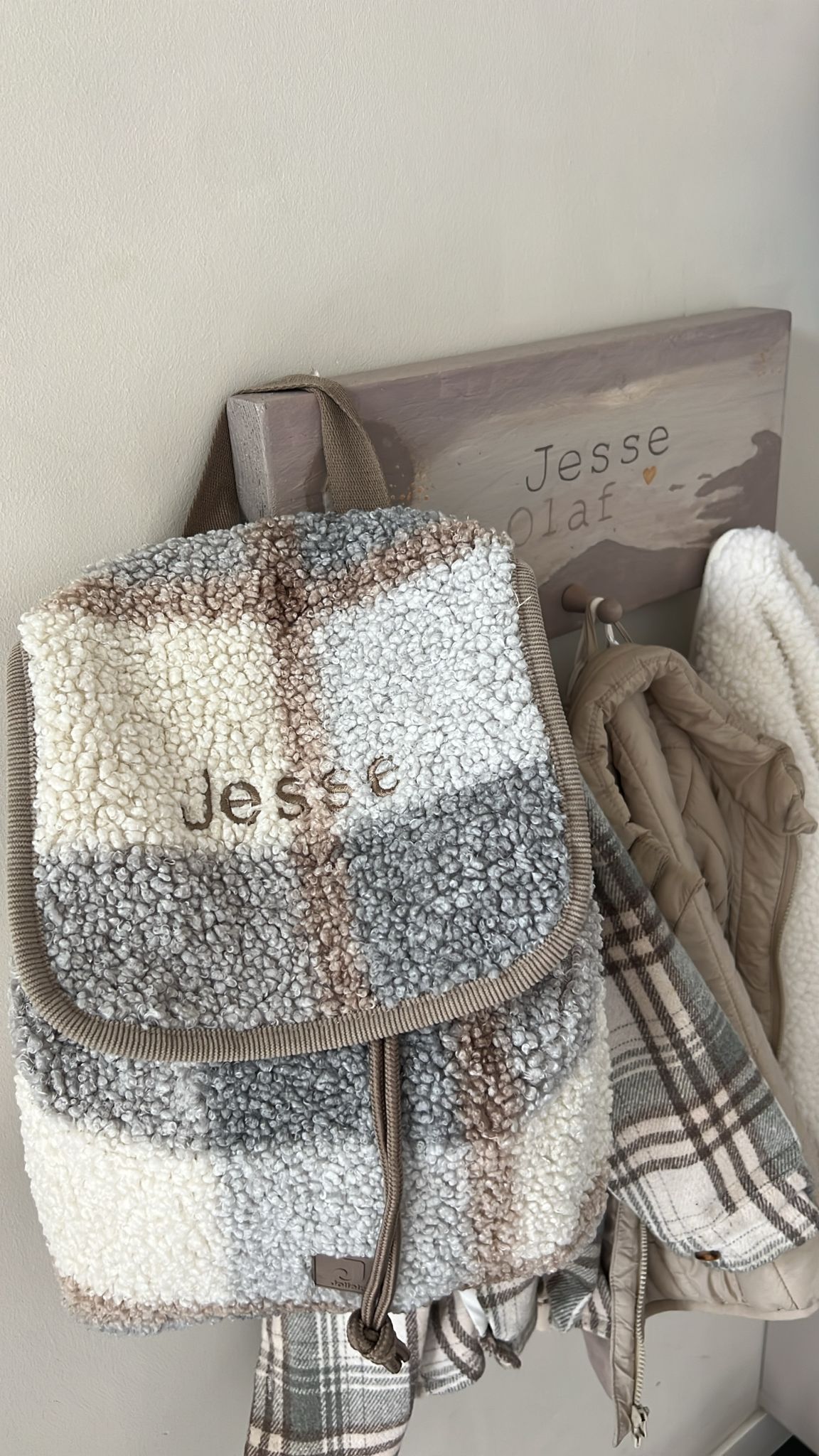 Jollein Rugtasje Check Boucle met of zonder naam