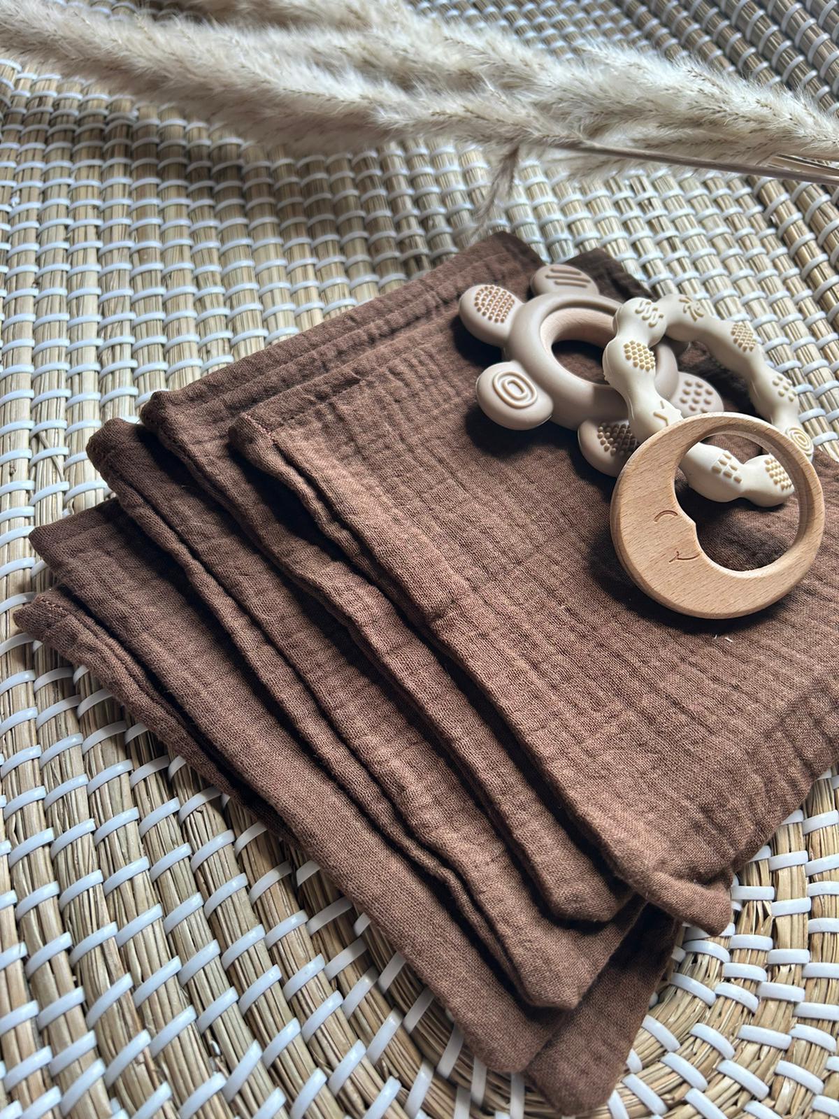 Handgemaakte Hydrofiele washandjes donker bruin