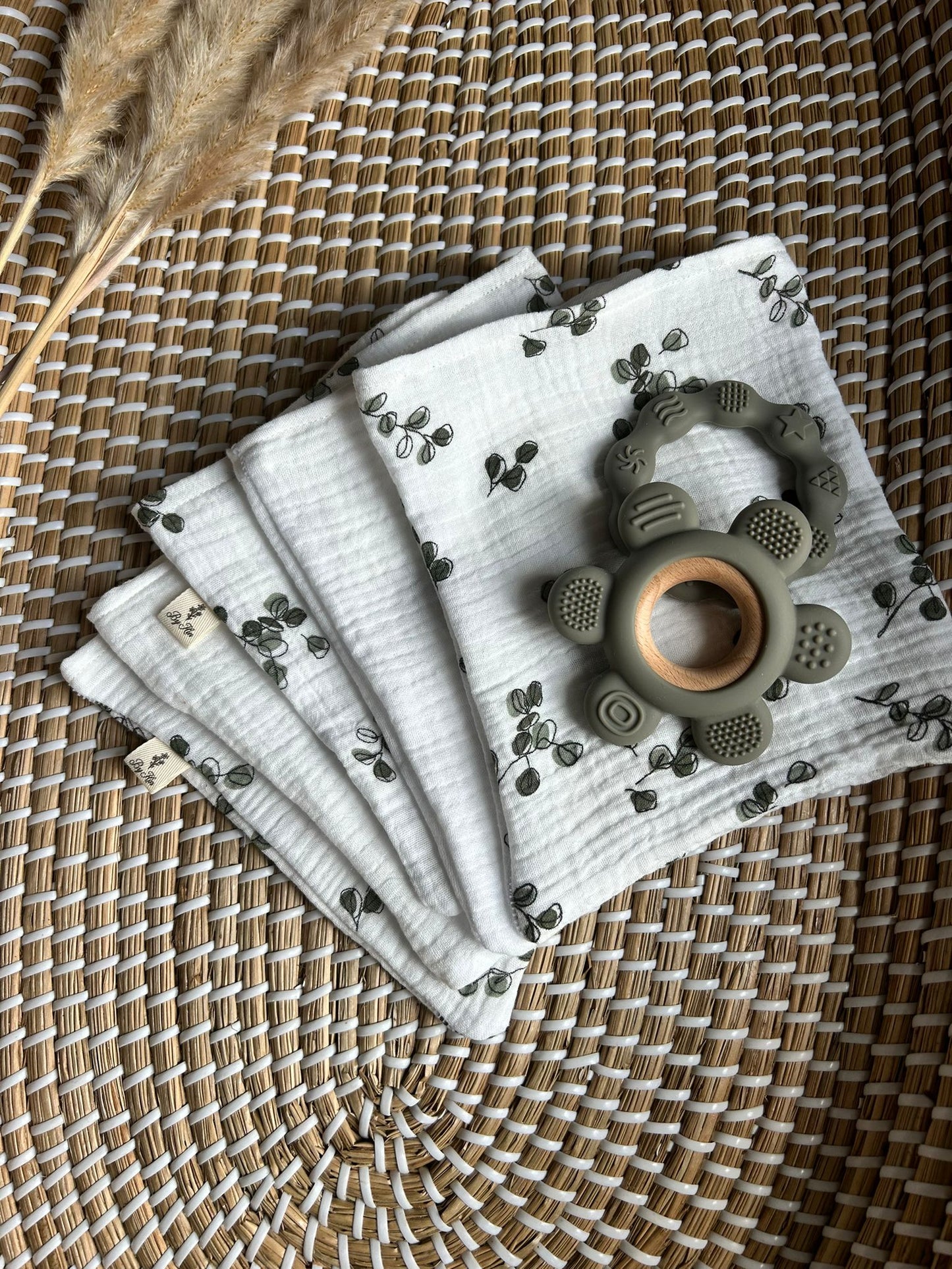 Handgemaakte Hydrofiele washandjes print groen