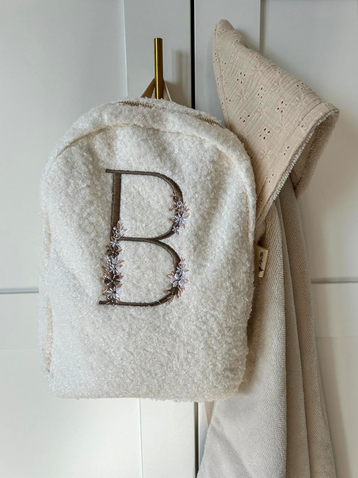 Initialen Teddy Rugzak licht beige