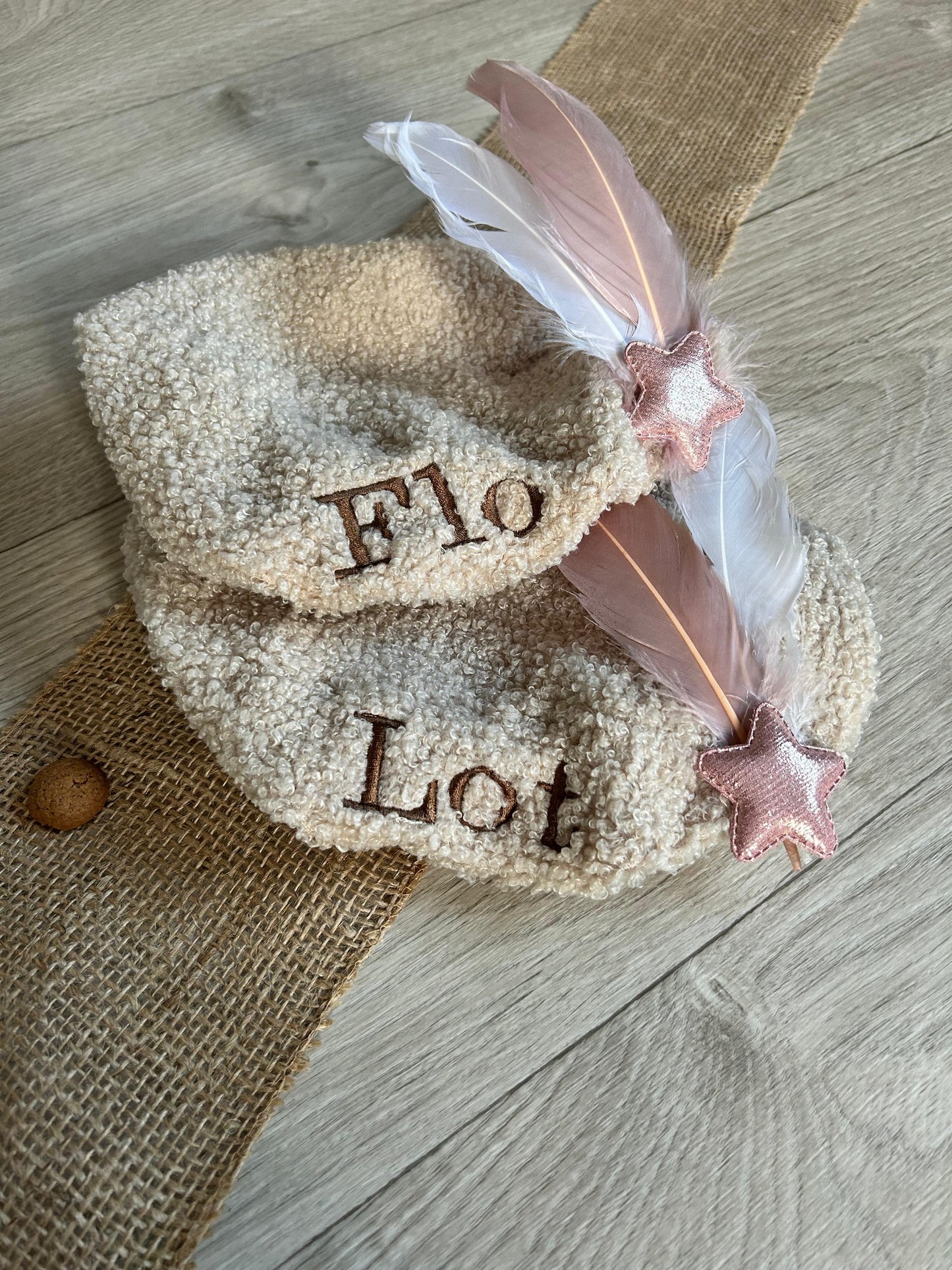 Beige Teddy Pietenmuts met naam